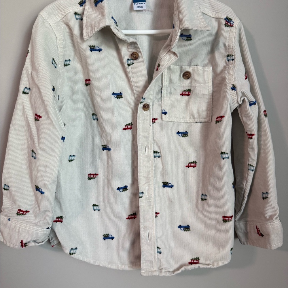 Old Navy Kids Corduroy Shirt with Car Pattern